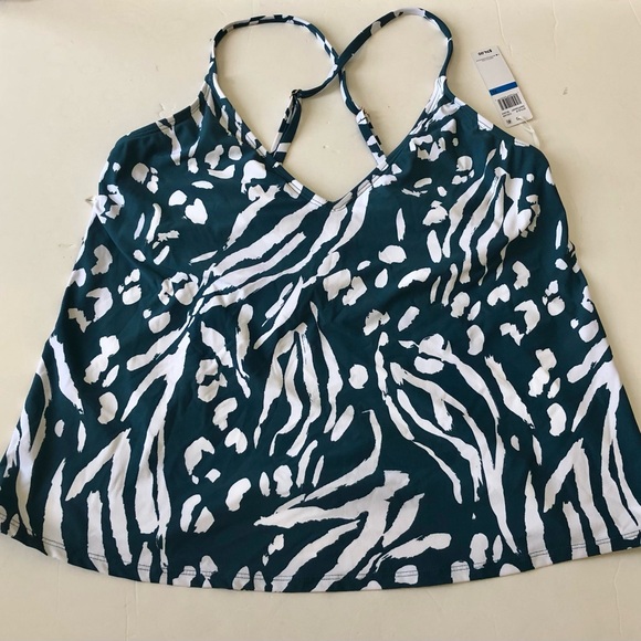 ANNE COLE WOMEN'S TANKINI SWIM TOP EASY TRIANGLE SILHOUTTE JUNGLE FEVER - Picture 1 of 7